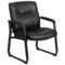 Emma and Oliver Big & Tall 500 lb. Rated Leather Executive Side Reception Chair with Clean Line Stitching and Sled Base